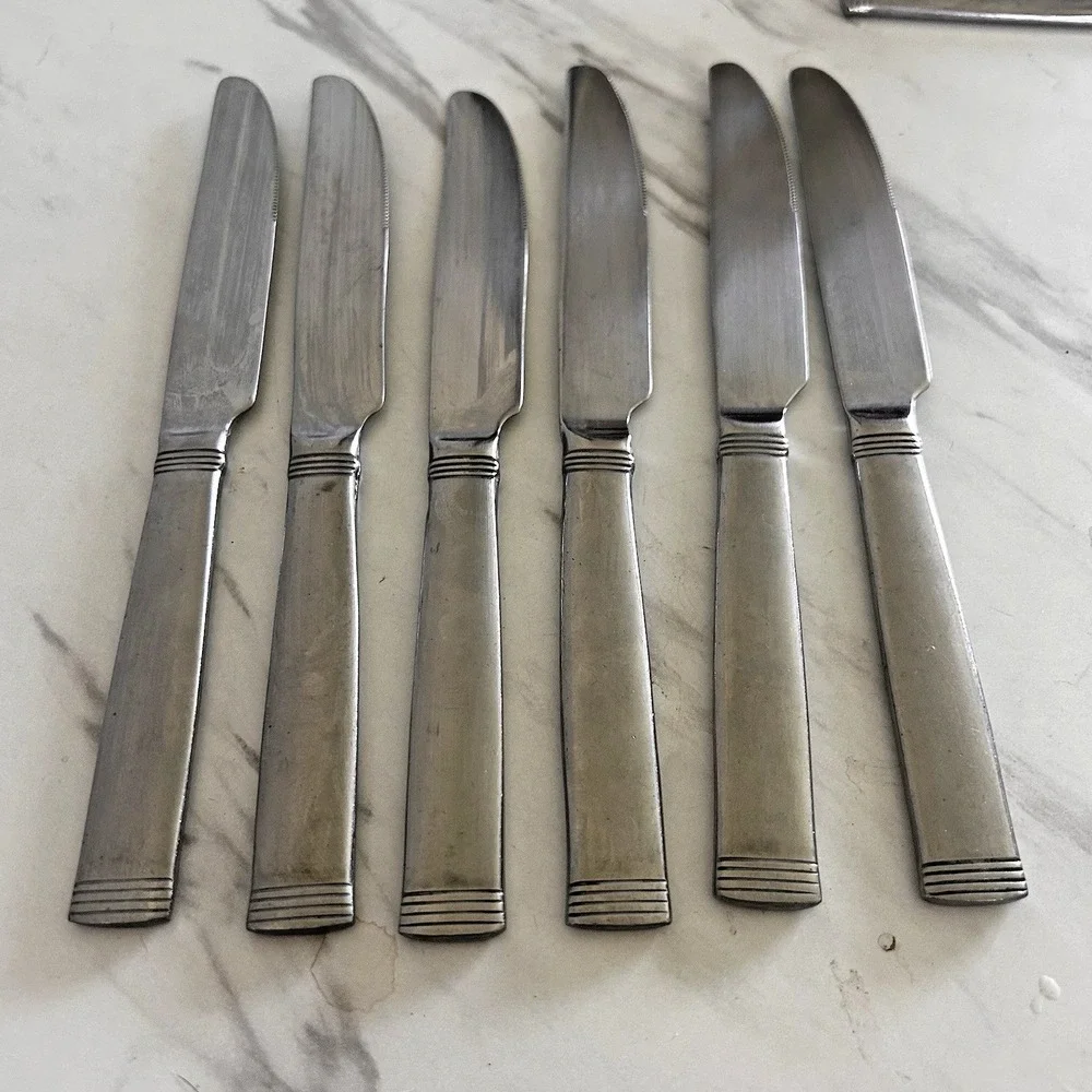 WALLACE 18/10 Dinner Knives Knife Flatware Napoli Pattern Lot of 6 FFF